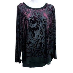 Simply Vera Women lace long sleeve purple top blouse S